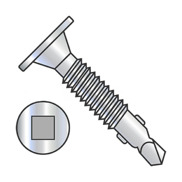 Usa Industrials Self-Drilling Screw, #12-24 x 2 in, Zinc Plated Steel Wafer Head Square Drive BULK-SCRW-10536 - main